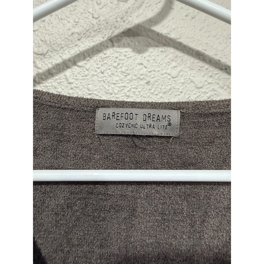 Barefoot Dreams CozyChic Ultra Lite Tunic Sweater XL Gray V-Neck Soft Loungewear - Picture 4 of 8